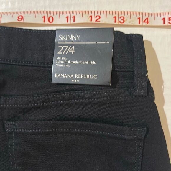 "New" Banana Republic Black Zip Fly Mid Rise Skinny Fit Jeans Ladies Size 27/4 - Picture 2 of 10